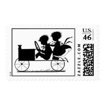 Children Silhouette Design Postage Stamp