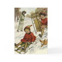 Children Sledding cards