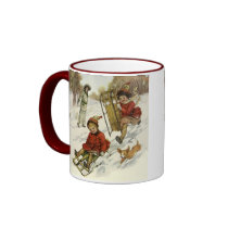 Children Sledding mugs by ChristmasCafe Children Sledding mugs