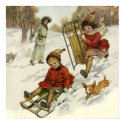 Children Sledding posters by ChristmasCafe Children Sledding posters
