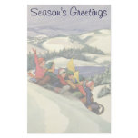 Children Sledding Winter Snow Mountain Christmas Stationery