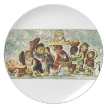 Children visit Baby Jesus 1964 Greeting Card Dinner Plate