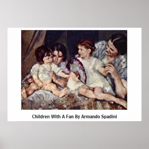 Children With A Fan By Armando Spadini Print