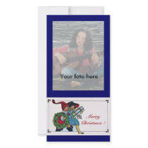 CHILDREN WITH CHRISTMAS GIFTS ,blue Picture Card
