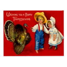 Children With Turkey Postcards