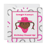 Children's African American Cowgirl Birthday Custom Announcement