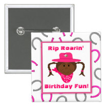 Children's African American Cowgirl Party Favor buttons