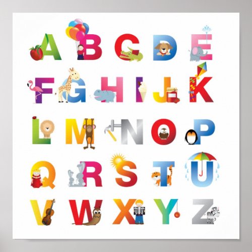 childrens alphabet poster print