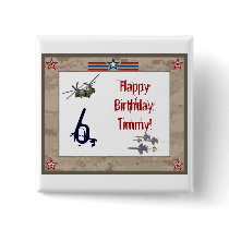 Children's Army Birthday Party buttons