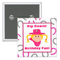 Children's Blonde Cowgirl Horseshoes Party Favor buttons