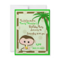 Childrens cartoon Monkey Birthday Invitation invitation