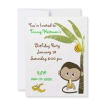 Childrens cartoon Monkey Birthday Invitation by DizzyDebbie Childrens cartoon Monkey Birthday Invitation