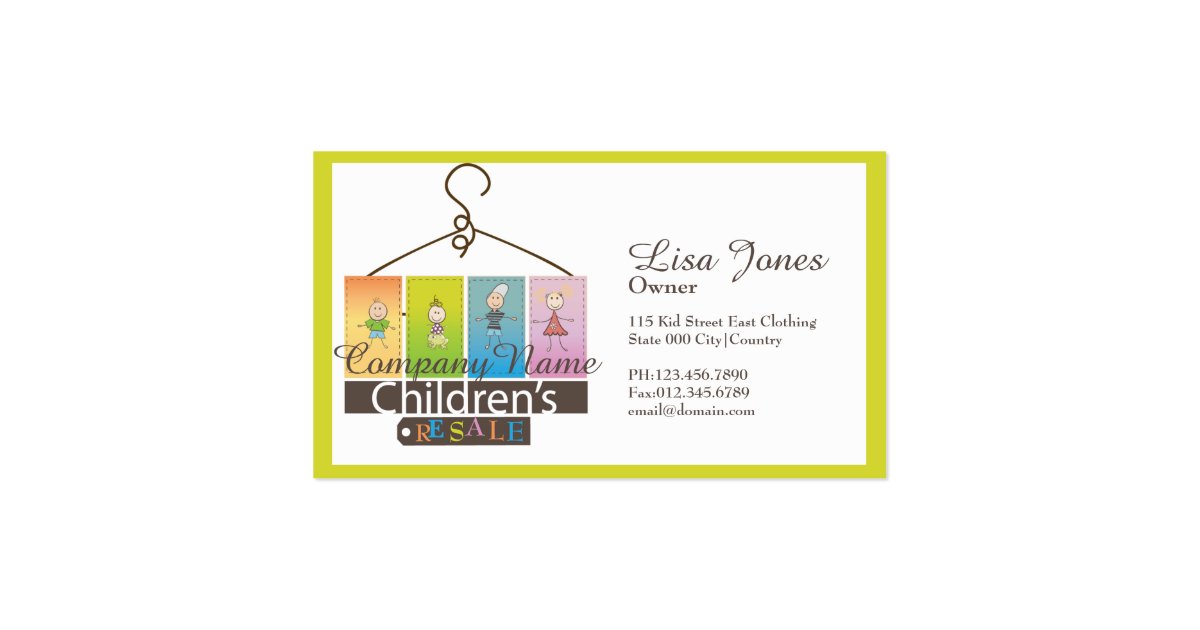 children's clothing store business cards Zazzle