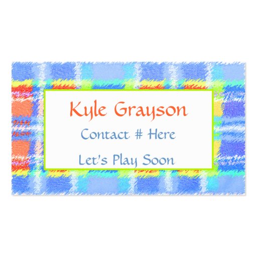Childrens Colorful Calling Card Business Cards (front side)
