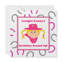 Children's Cowgirl Party Blond Girl Birthday Personalized Invitation