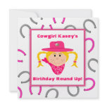 Children's Cowgirl Party Blond Girl Birthday Personalized Invitation