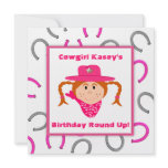 Children's Cowgirl Party Red Haired Girl Birthday Personalized Invite