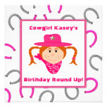 Children's Cowgirl Party Red Haired Girl Birthday Personalized Invite