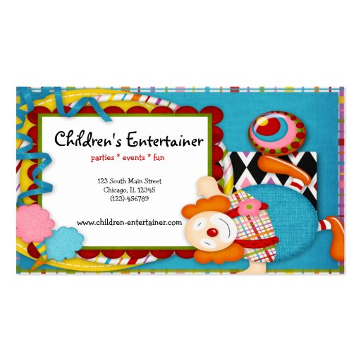 Children's Entertainer Business Card Template (front side)