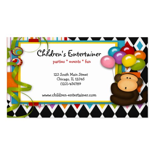 Children's Entertainer Business Cards (front side)