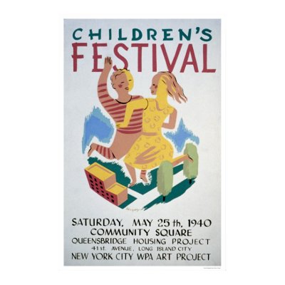 Childrens Festival NYC 1940 WPA Print by lc_wpa