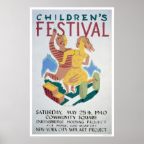 Childrens Festival NYC 1940 WPA Print