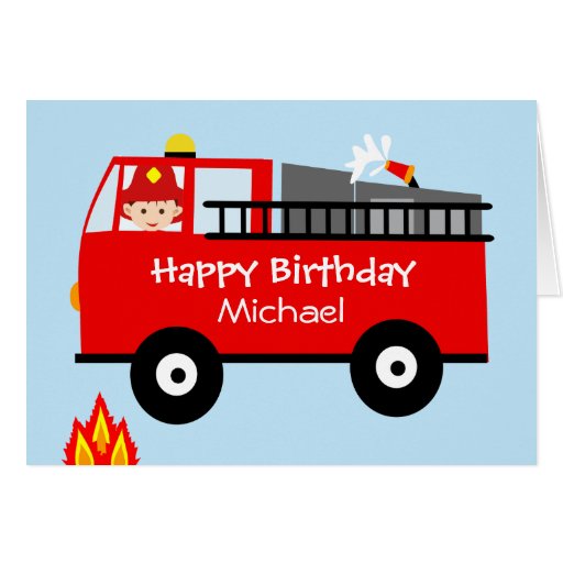 Free Printable Fire Truck Birthday Card