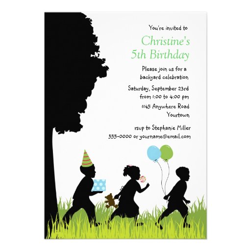 Children's Silhouette Backyard Birthday Invitation