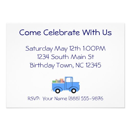 Children's Truck Birthday Invitation
