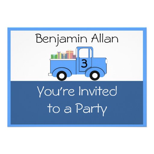 Children's Truck Birthday Invitation