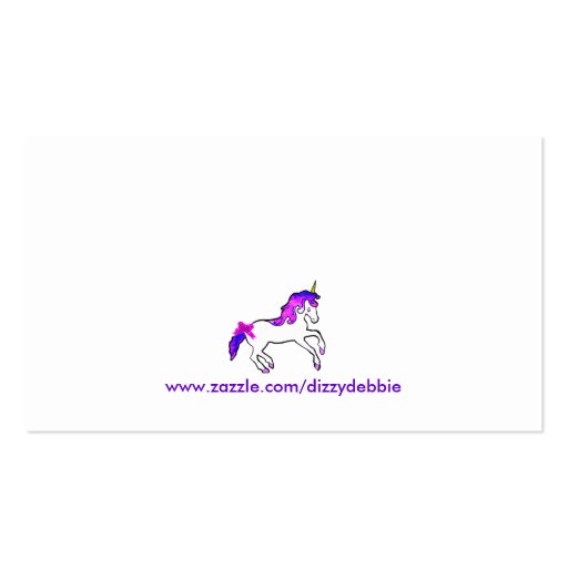 Children's Unicorn Profile Card Business Card Templates (back side)