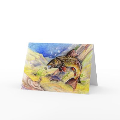 Children's Winning Artwork: brook trout Greeting Cards by pwuebker