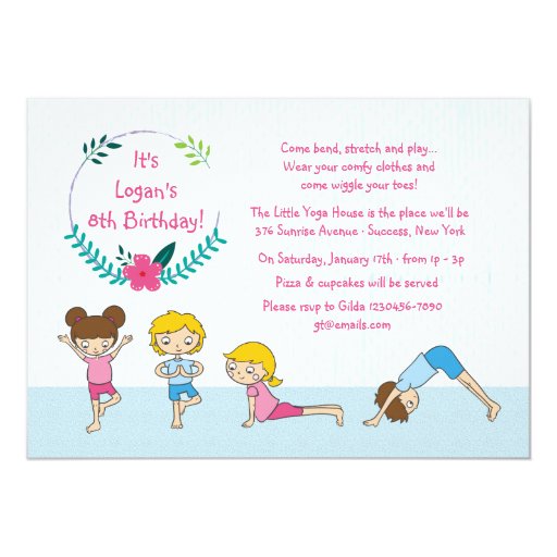 Children's Yoga Party Invitation (front side)