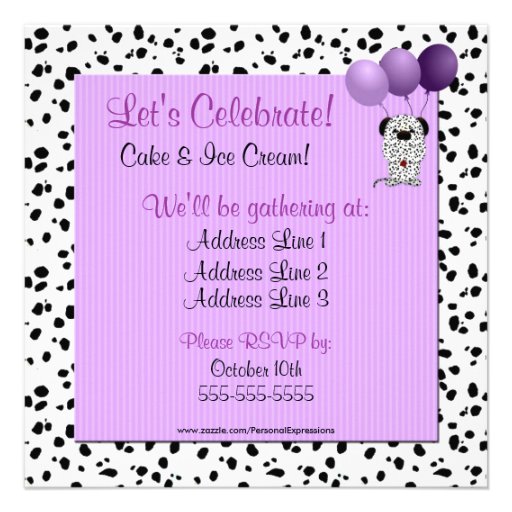 Childs 4th Birthday Party Invitation Purple