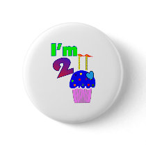 Childs Birthday "I'm 2" Adorable Cupcake Design buttons by JustKids123 Childs Birthday "I'm 2" Adorable Cupcake Design buttons