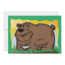 Child's Birthday Party Invitation With Hug Bear