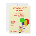 Child's Clown Birthday Invitation