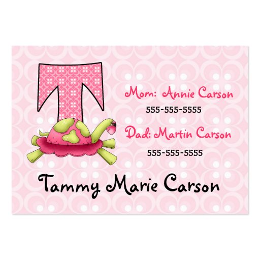 Child's Emergency Information Cards Monogram T Business Card