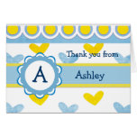 Child's Monogram and Hearts Thank You  Card