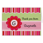 Child's Monogram and Stripes Thank You  Card