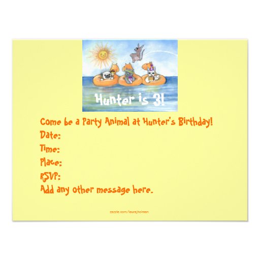 Child's "Party Animal" Birthday Party invite