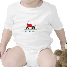 Child's Red Tractor T-Shirt: Customize Age