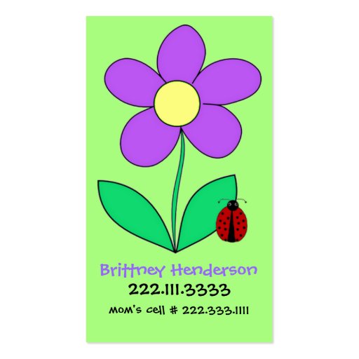 Child's safety Card Business Card Templates (front side)