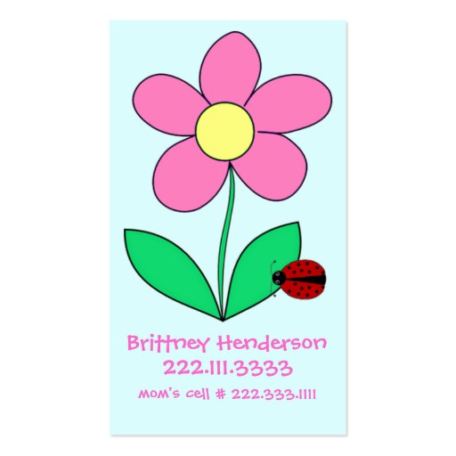 Child's safety Card Business Cards (front side)