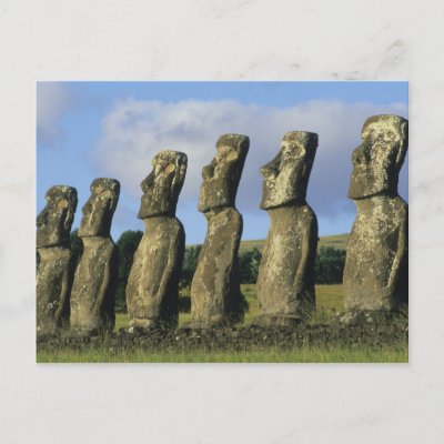 Chile, Easter Island, Rapa Nui, Ahu Akivi Postcard