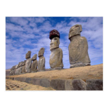 Chile, Easter Island. The 15 Moais at Ahu Post Card