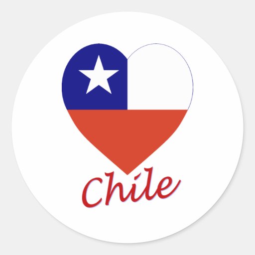 Chile Flag Heart Classic Round Sticker Zazzle