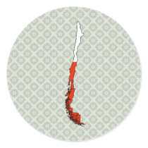 Chile Flag Map full size Round Sticker