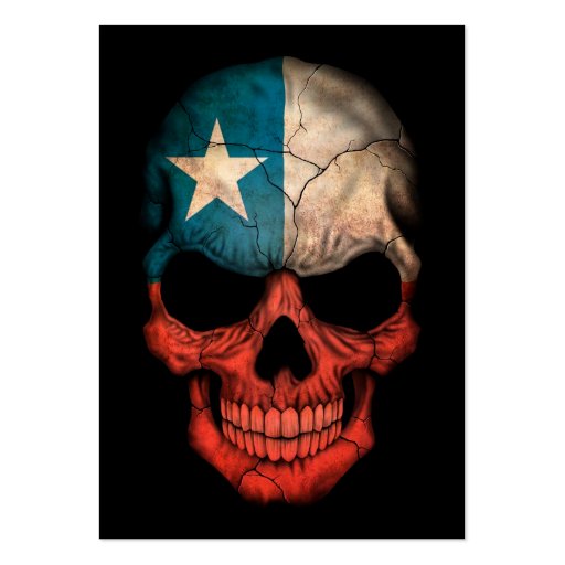 Chilean Flag Skull on Black Business Cards (front side)