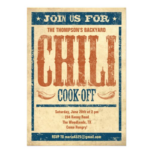 Chili Cook Off Invitations